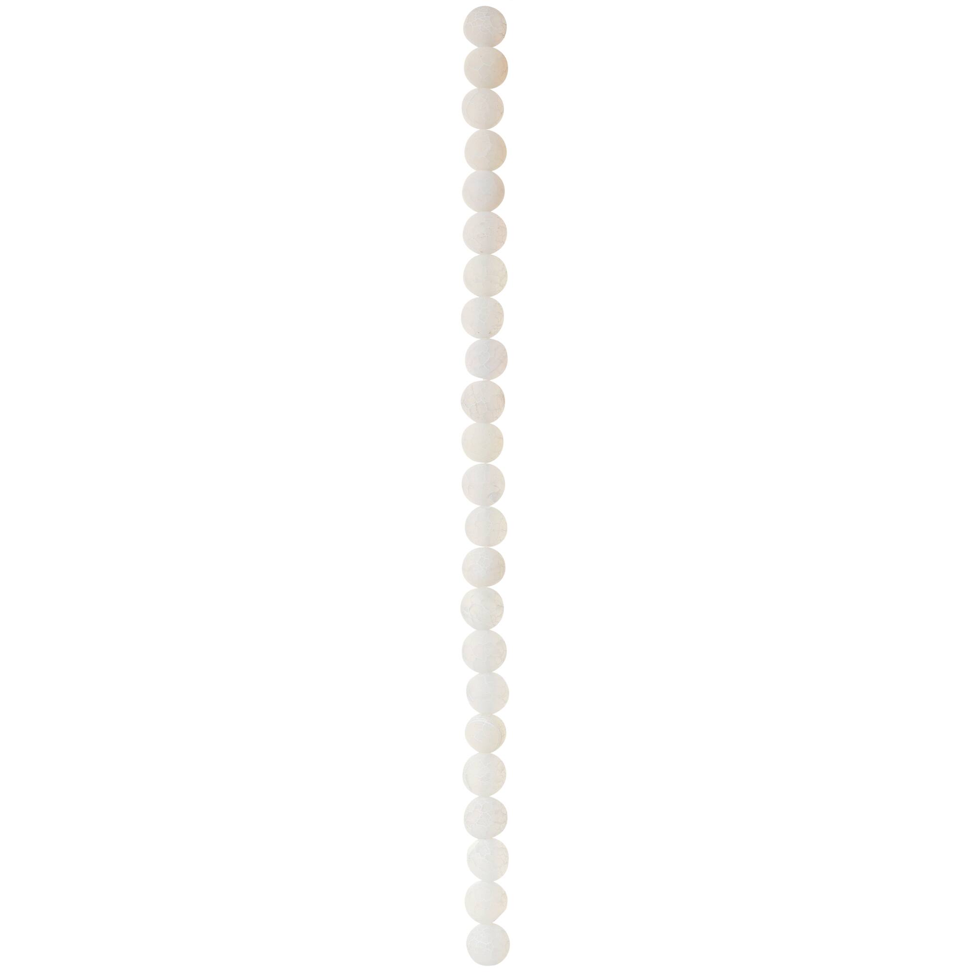 12 Packs: 22 ct. (264 total) Matte White Crackle Agate Round Beads, 8mm by Bead Landing™